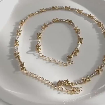 Gemma Owen XO Kiss Necklace with Crystal Charm Necklace