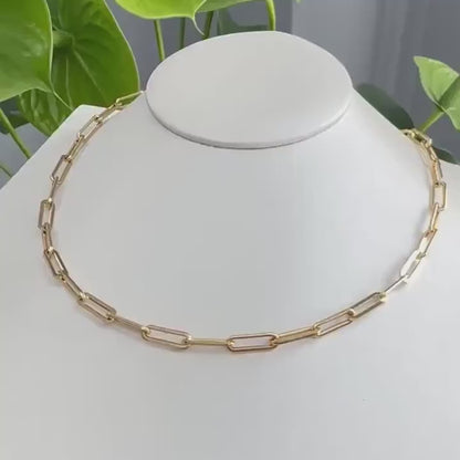 Stylish Gold Link Paperclip Necklace